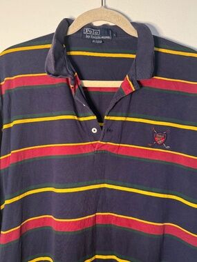 Polo Ralph Lauren Golf Crest Polo Shirt Striped Short Sleeve 100% Fine Cotton